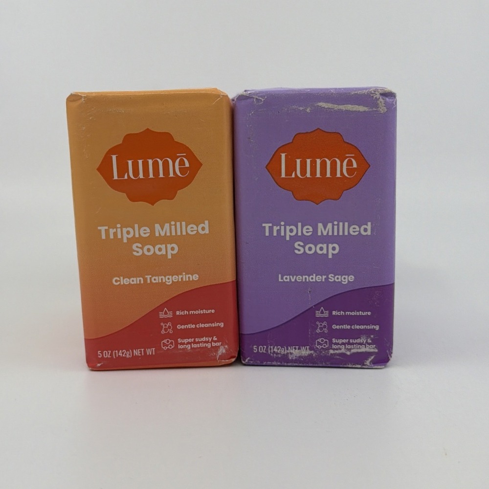 Lume Whole Body Soap Triple Milled Soap Bundle 3 Tangerine 3 Lavender NEW